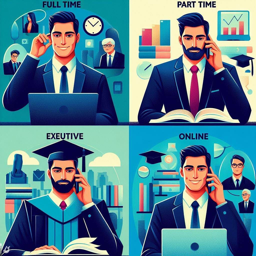 Full time MBA, Online MBA, Executive MBA, Part time MBA